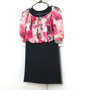 Young Threads Small Black Dress with Floral print